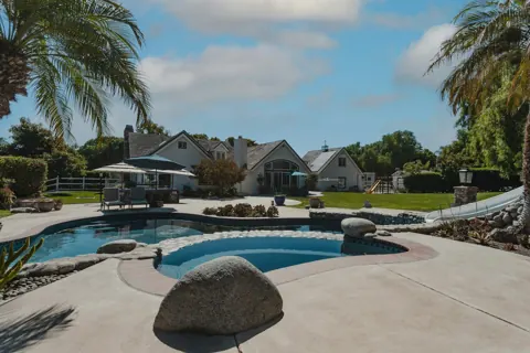 Residential backyard swimming pool