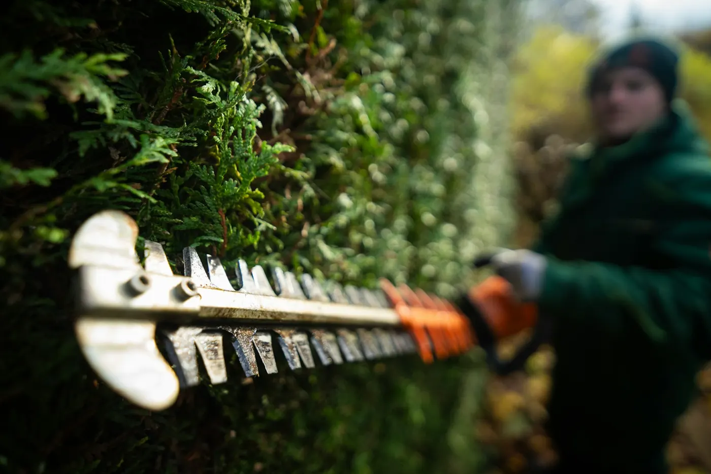 A lawn care crew at work — the kind of home-service business ARKHOS runs